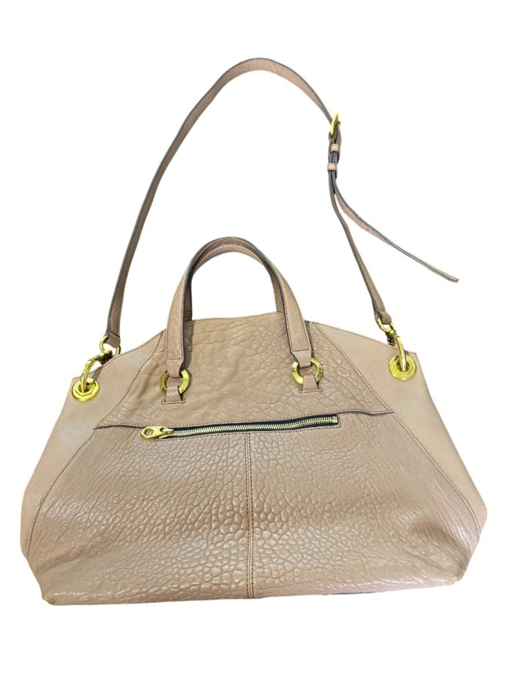 OrYANY Pebbled Leather Tote Bag With Tassels & Adjustable Strap Tan - Picture 3 of 8